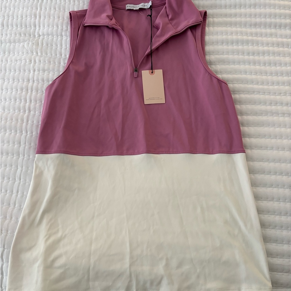 Stylish Pink and White Women's Golf Active Top